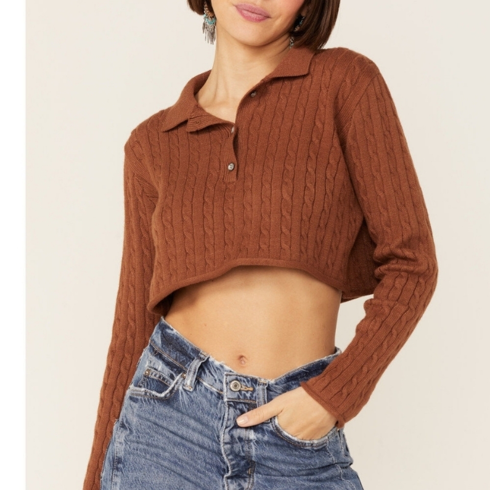 Callahan Cable Knit Long Sleeve Daisy Polo